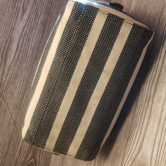 Fossil striped gray and cream canvas satchel bag - Picture 5 of 8